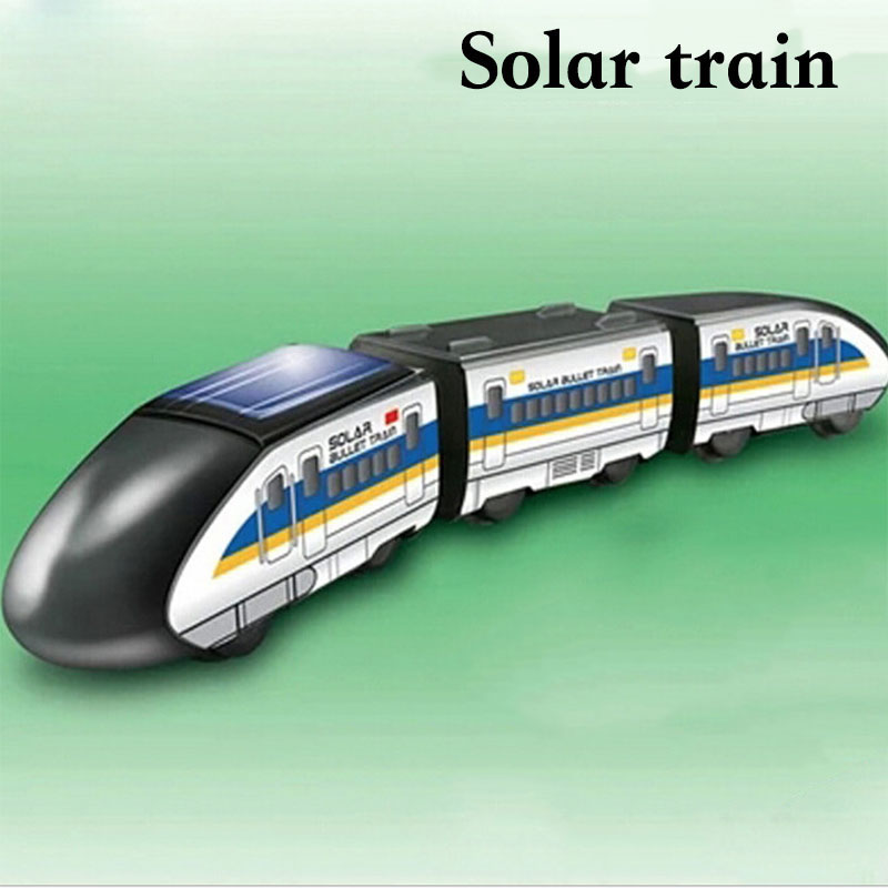 3D diyクリエイティブソーラー電車のおもちゃエネルギー高速モデル教育科学学生実験s