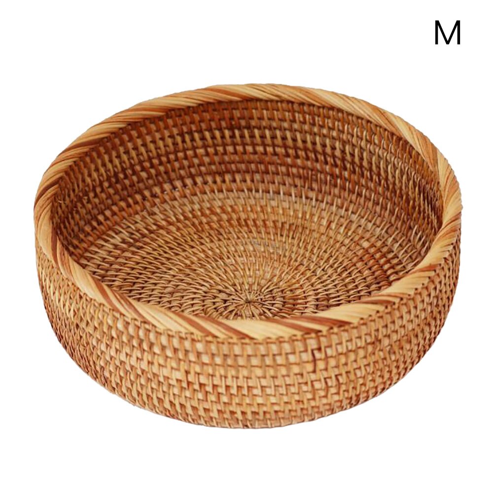 Handmade Fruit Candy Snack Wicker Organizer Willow Wicker Basket Weaving Storage Holder Dining Tray 26*11cm 23*9cm 20*7.5cm: Silver