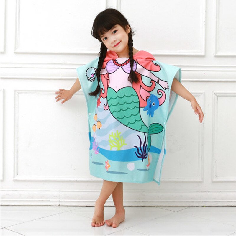 Kinder Bademantel Mädchen Mit Kapuze Kinder Bad Robe Schöne Kind Junge Mädchen Robes Mikrofaser Weichen Strand Pool Ändern Handtuch mit haube