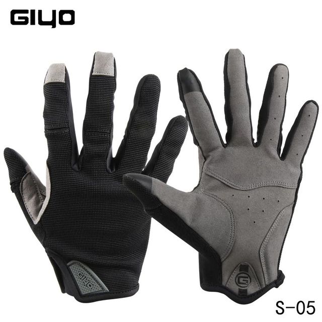 Giyo Atmungs Radfahren Voll Finger Handschuhe Tragen-beständig Touchscreen Fahrrad Lycra Stoff Handschuhe Bicicleta Rennrad Lange Handschuhe: S-05 Schwarz / XL