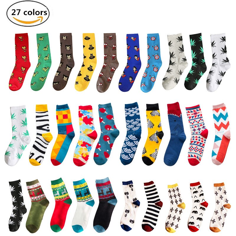 Gumprun harajuku happy socks heren grappige gekamde katoenen jurk casual crew bruiloft sokken kleurrijke nieuwigheid skateboard sokken
