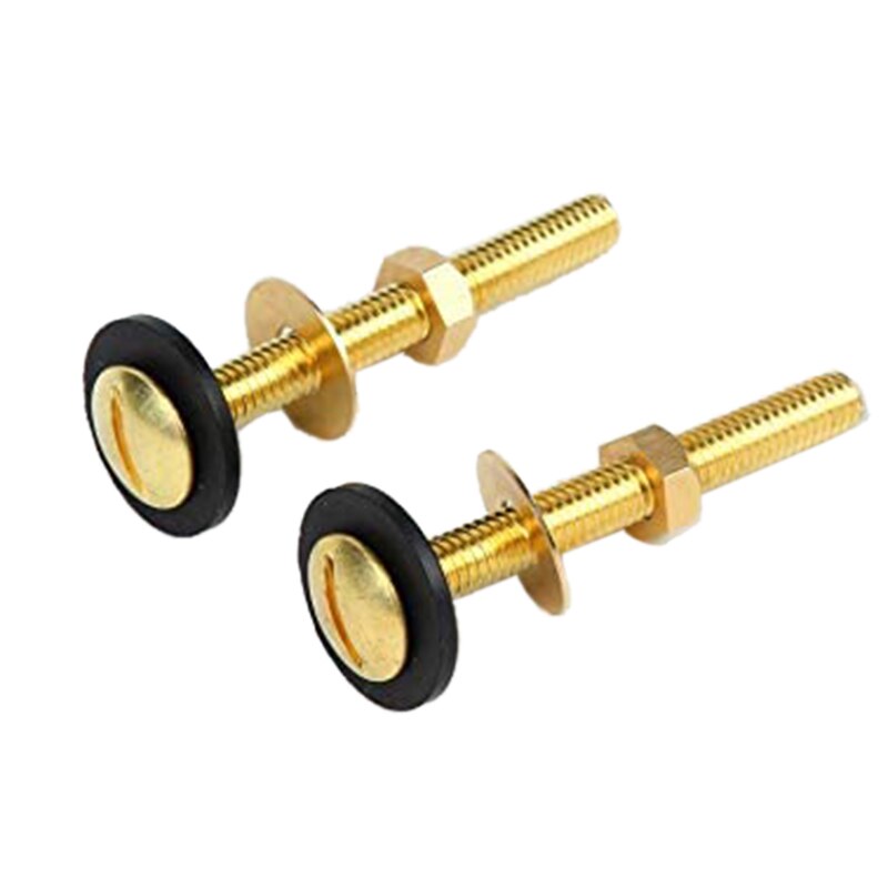 2 PCS Toilet Bolt Brass Toilet Tank Screw Fixing Bolt Heavy Duty Bolt with Waterproof Rubber Gasket and Brass Gasket