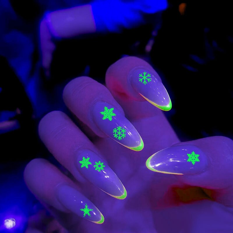 1Pcs Halloween Kerst Partij Lichtgevende Lijm Nail Stickers Stralende Glitter Manicure Tool Diy Decoratie Voor Vrouwen Fping