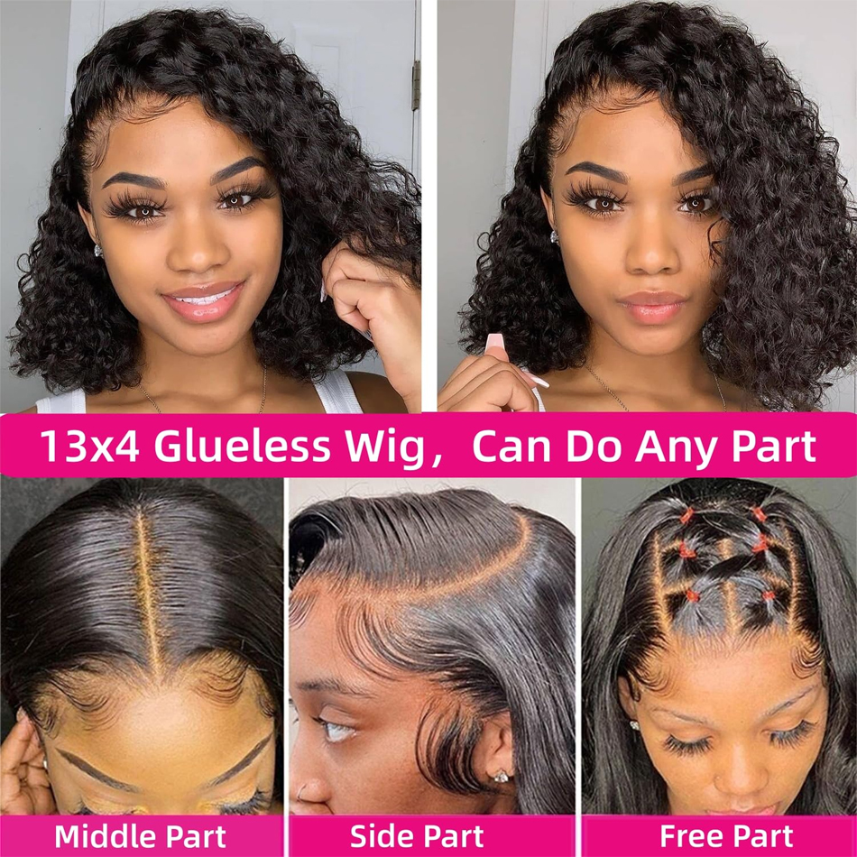 Mongolian Kinky Curly Wig Human Hair 13x4 Curly Lace Front Human Hair Wigs Deep Curly Lace Closure Wig For Women 180 Density