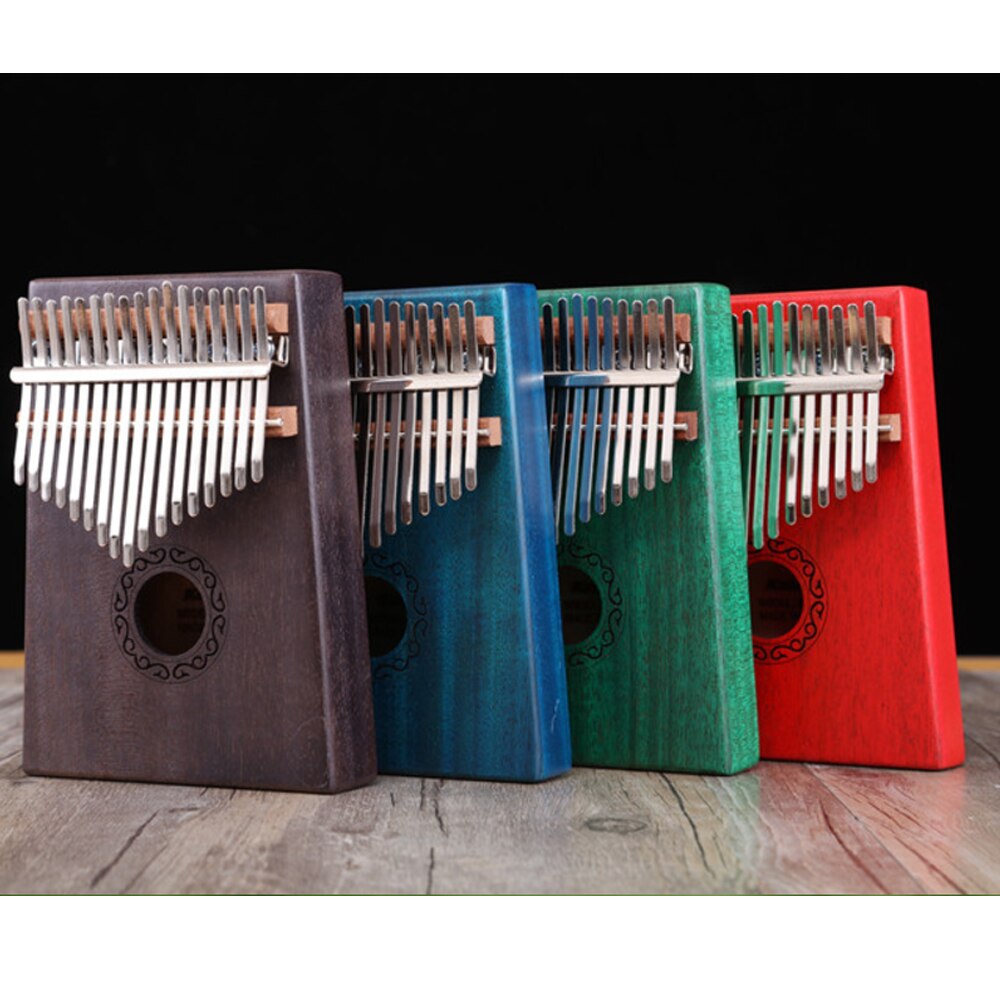 Piano de madera con 17 teclas Kalimba caoba Calimba Mbira Kalimba con libro de aprendizaje y martillo cuerpo instrumentos musicales