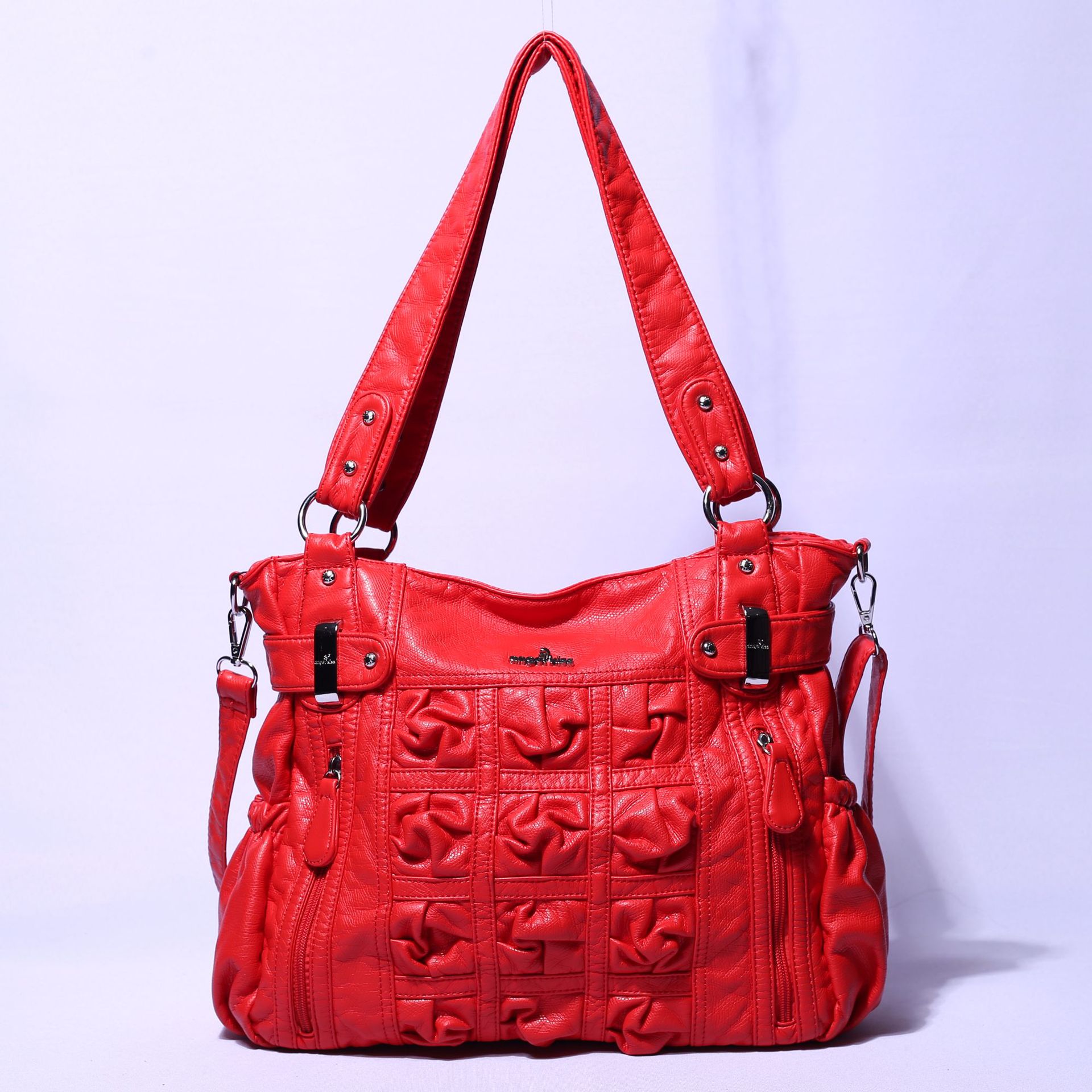 Angel Barcelo femmes sacs à main PU sac à bandoulière plissé sac à bandoulière doux dames cartables grande capacité portefeuille