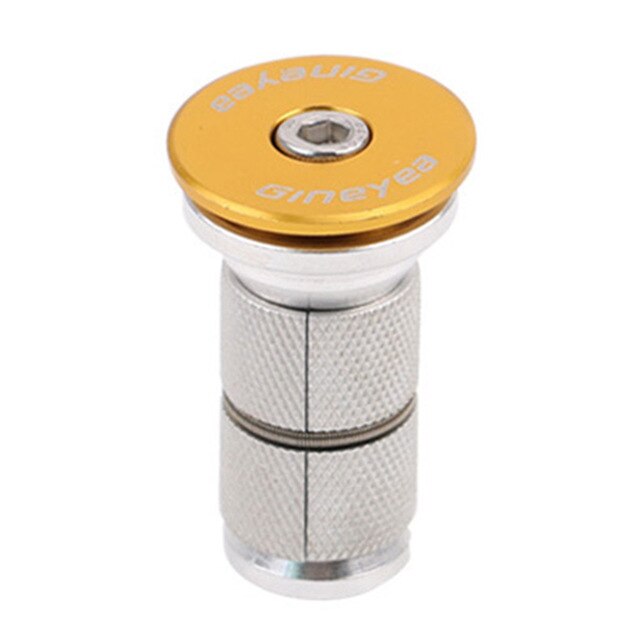 Stuurpen headset expander plug aluminiumlegering vork kern schroeven fiets kit: Gouden