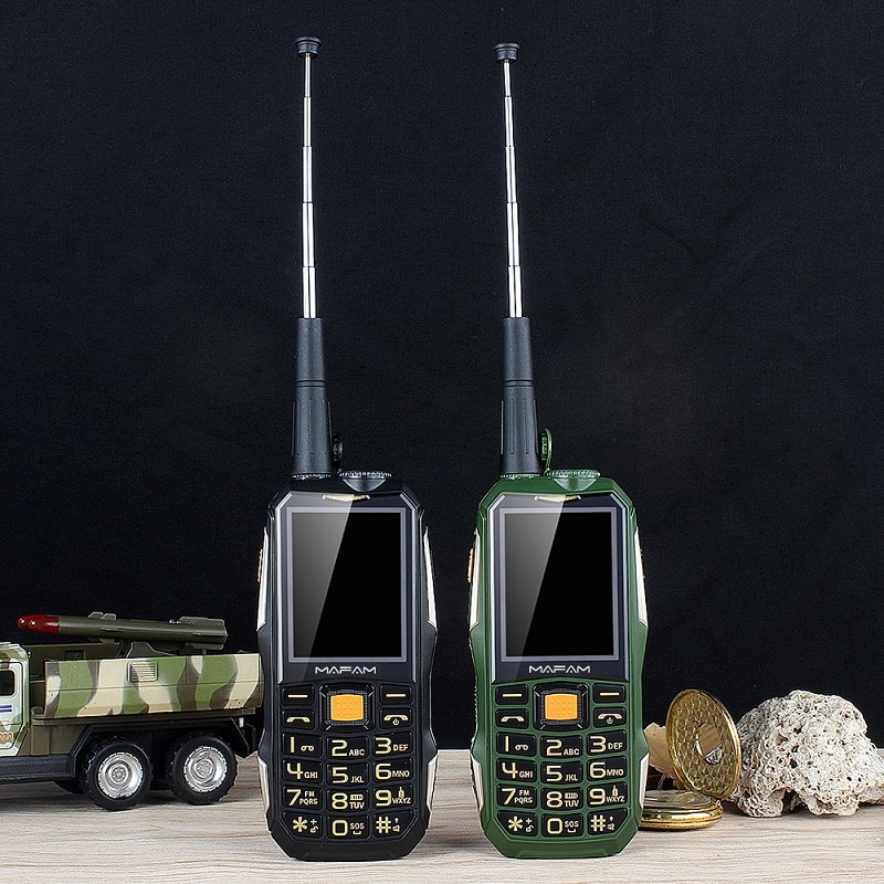 Walkie Talkie UHF dual-sim, inalámbrico, PTT, externa, FM, powerbank, Facebook, resistente, gran sonido, altavoz 3D, teléfono móvil P156