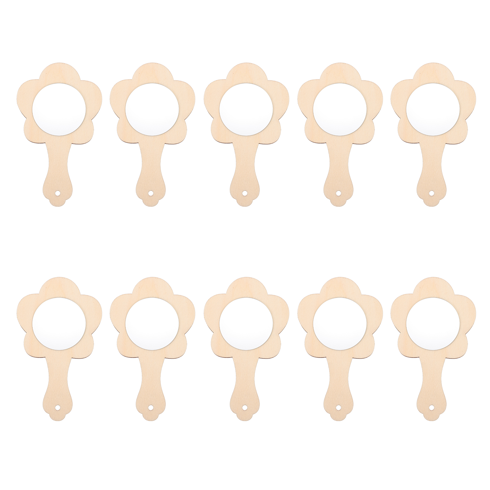 Espejo de madera para manualidades, espejo de mano de madera sin terminar, proyectos para niños, actividades de manualidades para niños, 10 piezas: Oro