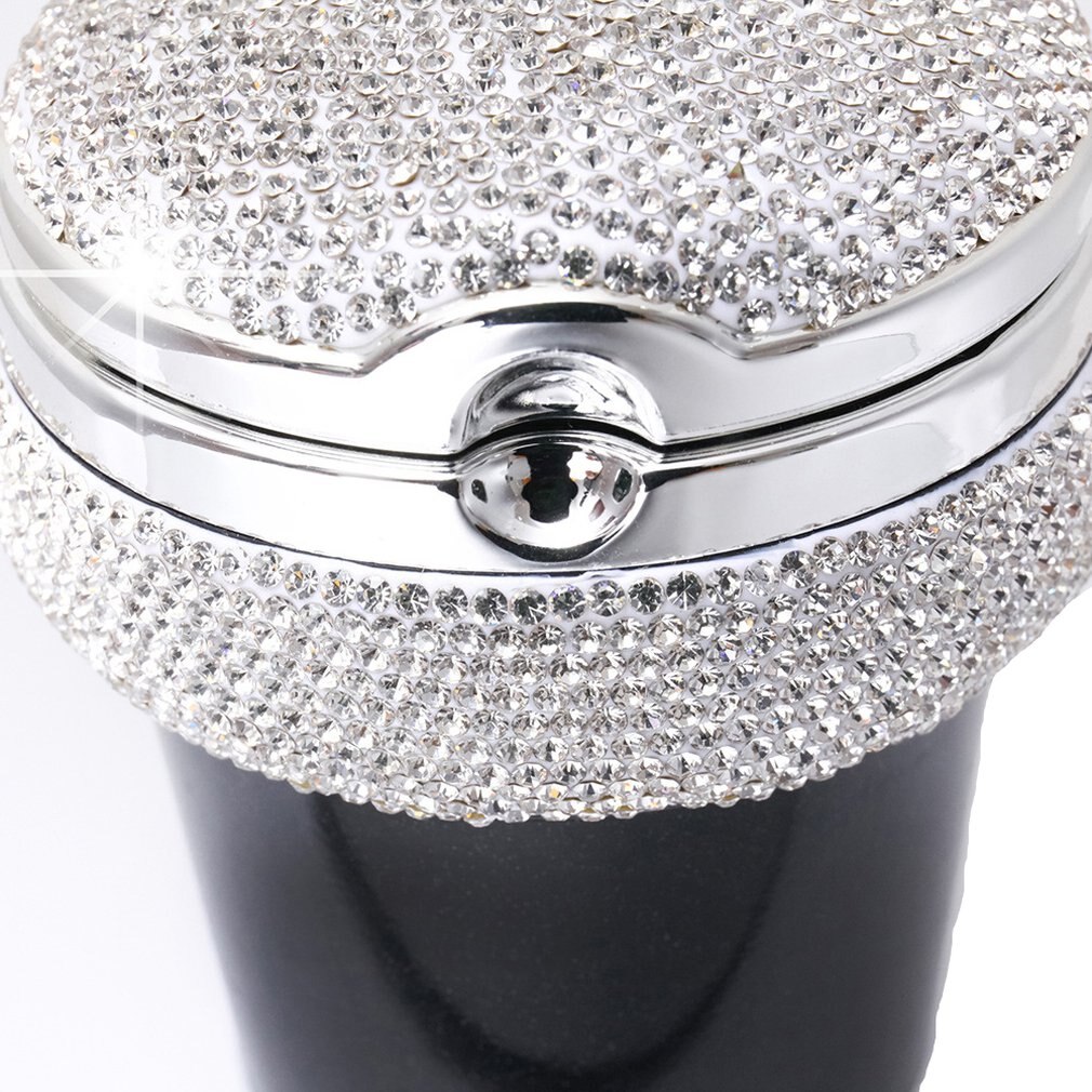 Bling Bling Steentjes Draagbare Auto Asbak Met Licht Kristal Diamant Led Auto Ash Tray Asbak Opslag Cup