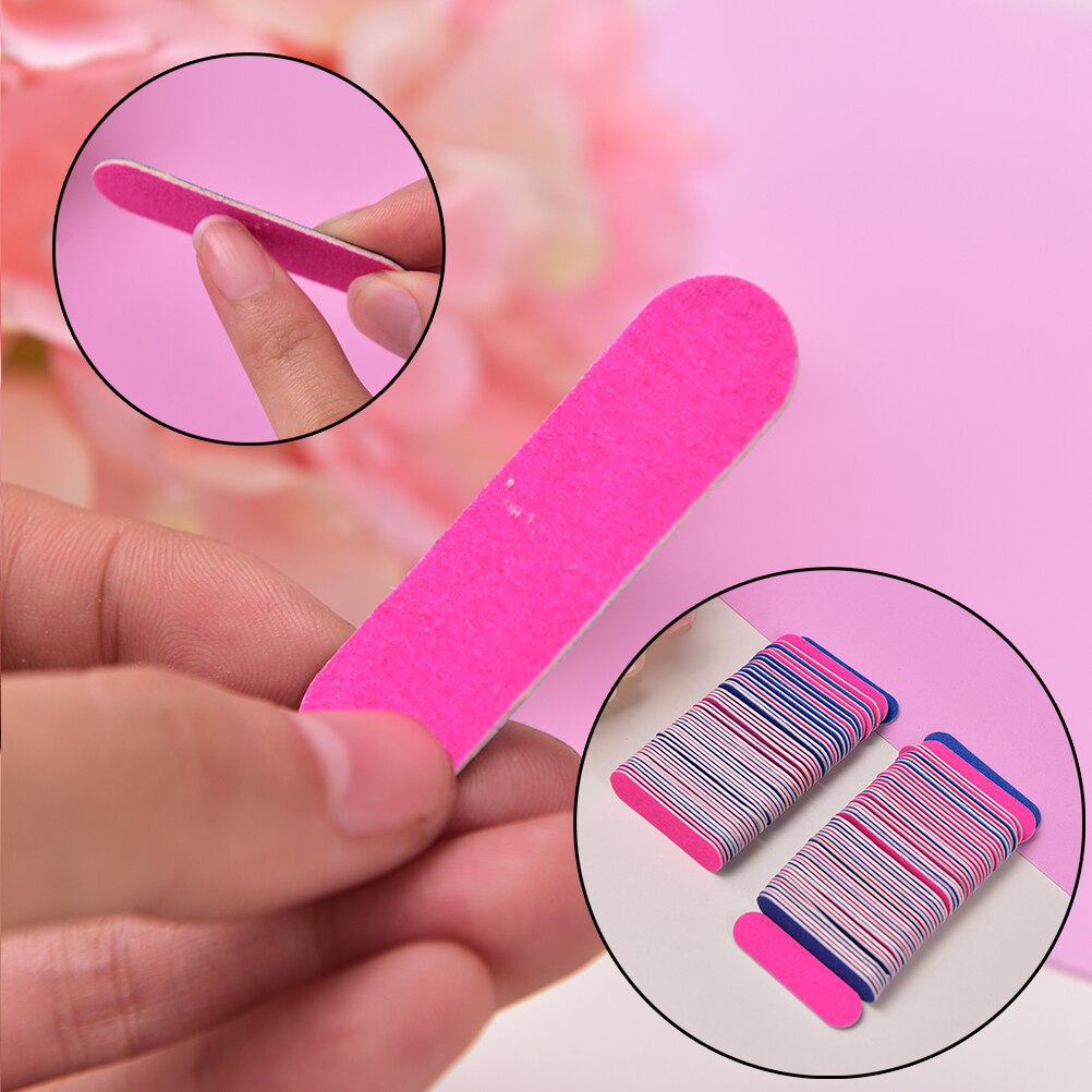 100 Pcs 5cm Disposable Mini Nail Files Artificial Nail Sandpaper Cuticle Remover Buffers Slim Crescent Grit Callus Nail Art Tool