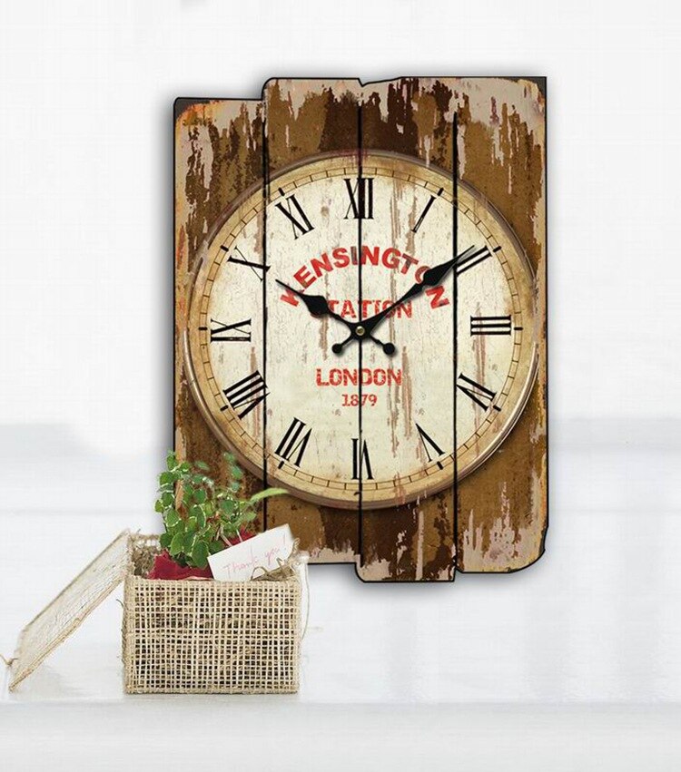 Reloj de pared cuadrado grande, de madera, Retro, , Vintage, decoración para el hogar, reloj de pared silencioso, Orologio Da Parete D079: A-99