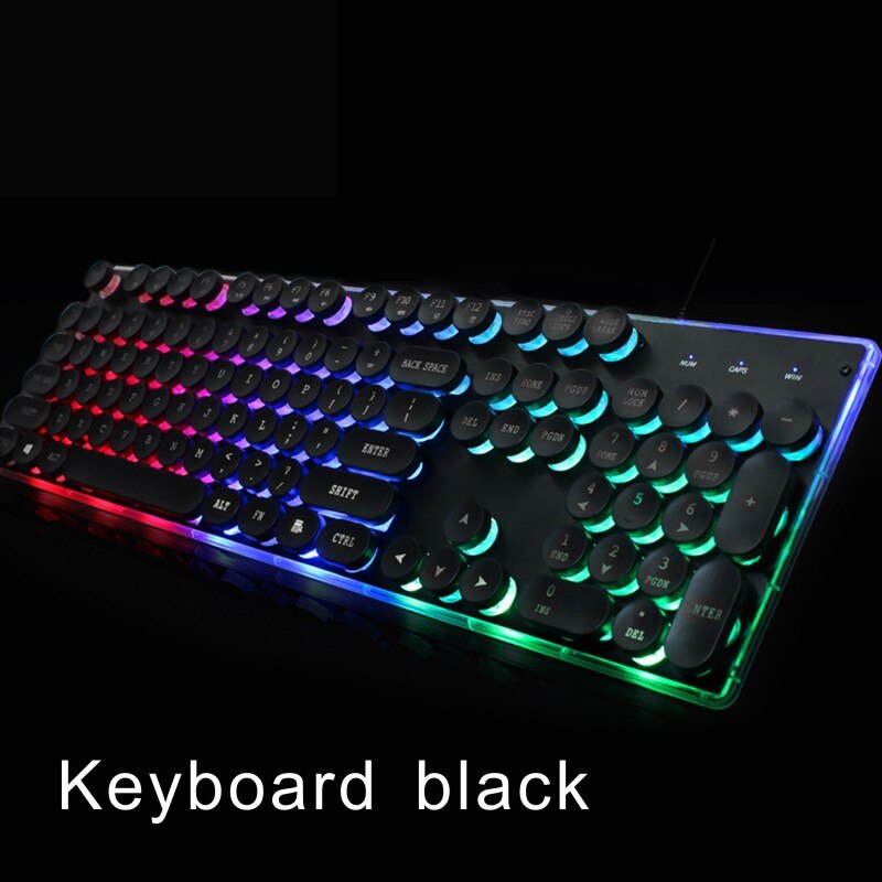 Keyboard Mouse Backlit Gaming Mouse And Keyboard Waterproof Luminous Mouse Keyboard Punk Keyboard And Mouse Combo For PC Gamer: Keyboard Black