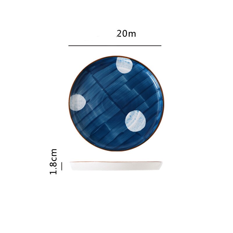 Plato de cerámica de cocina de estilo japonés, vajilla esmaltada pintada a mano para el hogar, plato occidental, plato para carne: H01