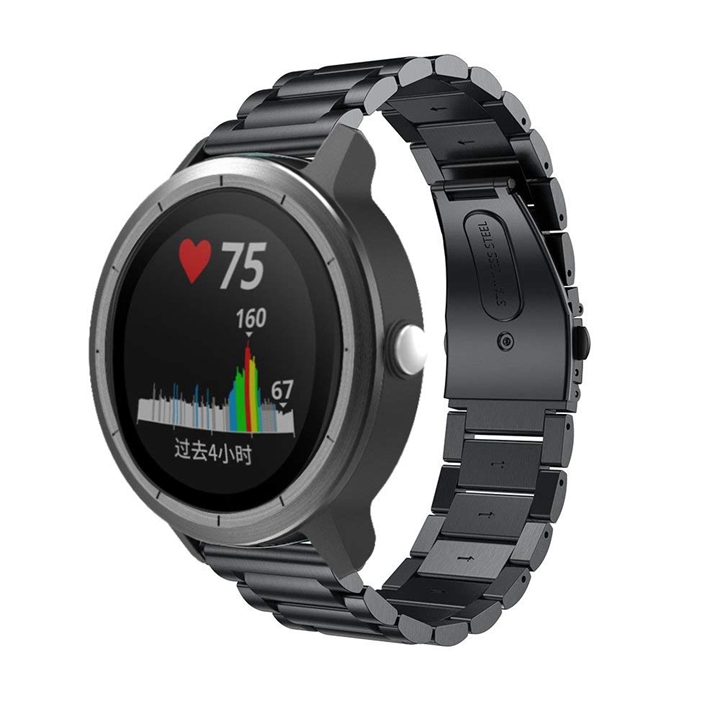 Rustfrit stål urrem til garmin vivoactive 3/ vivoactive 4/ vivomove 4s smart urrem forerunner 645 håndledsarmbånd: Sort / Til vivoactive 4s