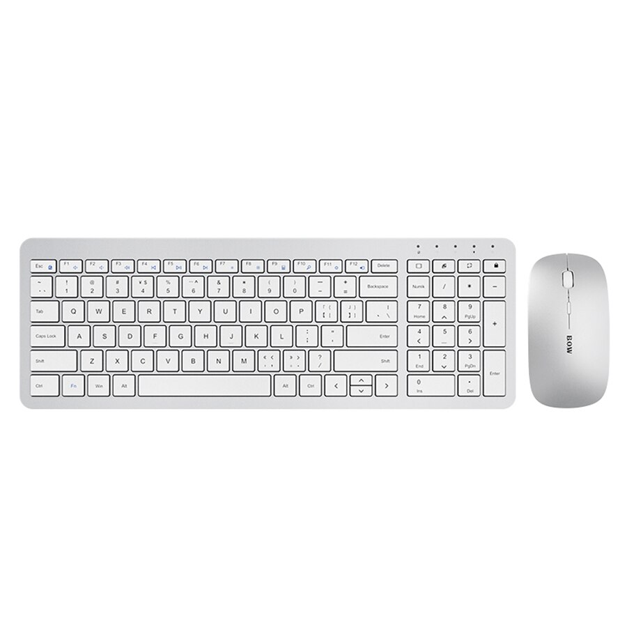 Rechargeable 2.4G Wireless Keyboard Mouse Combo For Macbook Pro PC Gamer Computer Laptop Magic Gaming Keyboard Mouse Set Keypad: Silver with Mouse