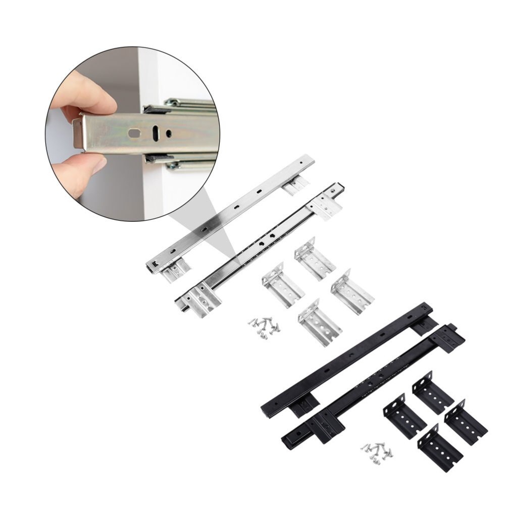 2 Set Keyboard Shelf Runners Adjustable Under Desk Computer Slides Track