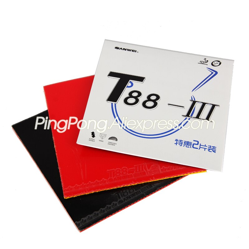 SANWEI-esponja de Ping Pong T88, accesorio Original de goma (medio pegajoso) para tenis de mesa, color rojo + 1 negro, T88-3: Default Title