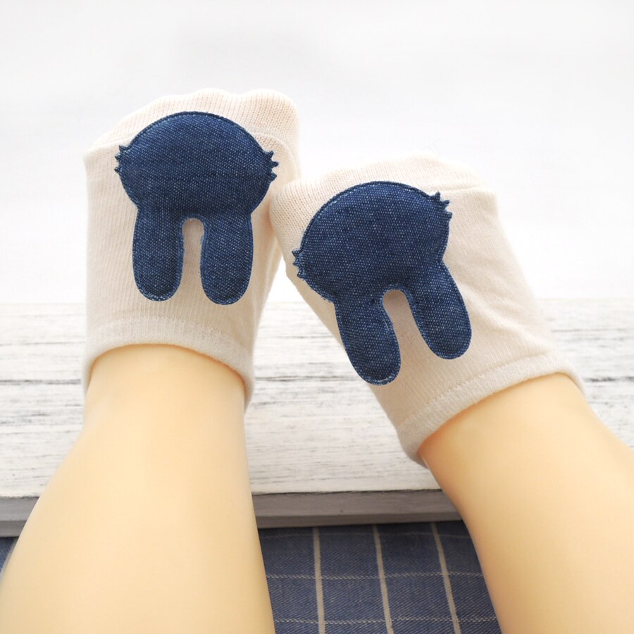 Nieuwe babysokjes in jeansstijl, schattige konijntjesvorm, unisex babysokjes, geboren babysokjes voor jongens,  bb06