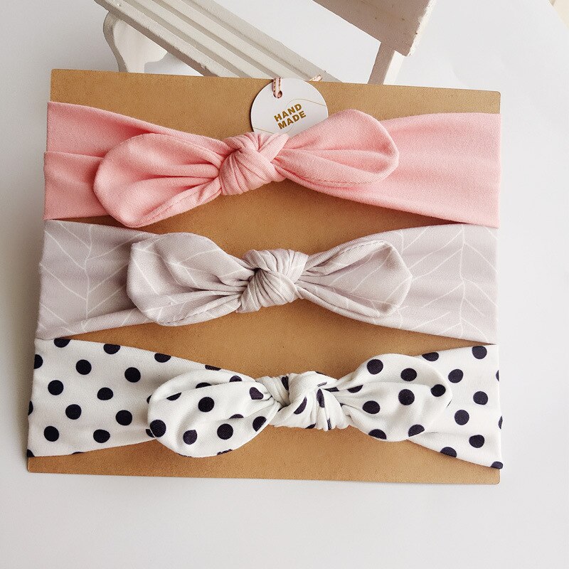 3 Stks/set Baby Meisjes Tulband Hoofdband Haar Accessoires Katoen Konijn Oor Boog Elastische Haarband Baby Prinses Kerst Dag: 3