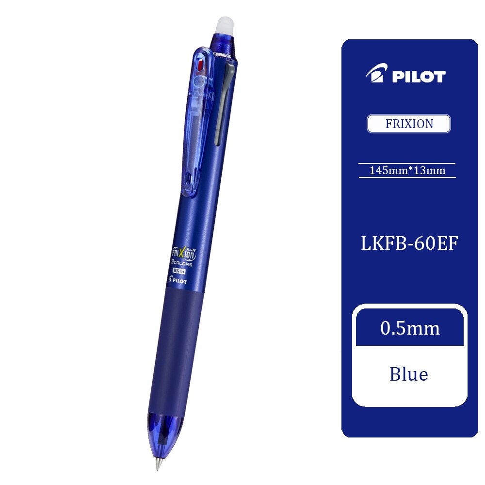 Pilot Frixion Three-color Erasable Pen LKFB-60EF 60UF Press Multi-function Pen 0.38/0.5mm Grinding Friction Pen Student: 0.5 blue