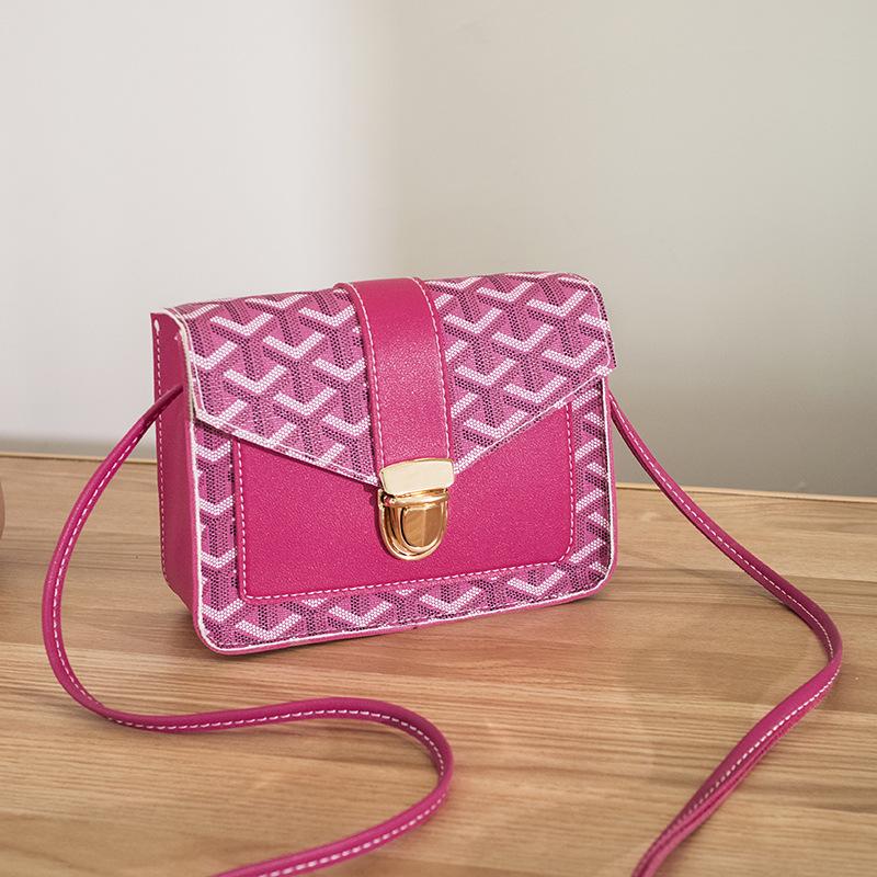 Mini Bag For Women Travel Crossbody Bags Korea Style Simple Messenger Bags PU Leather Lock Shoulder Bags: Rose Red