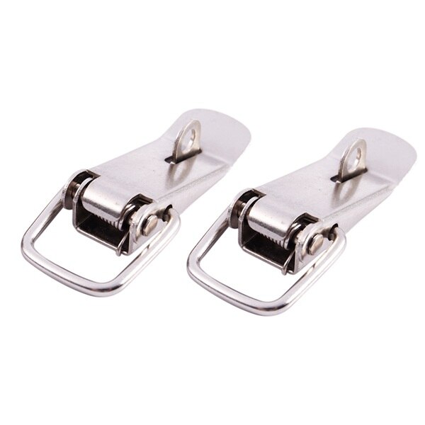 2x Case Chest Spring Loaded Draw Lock stainless steel Toggle Latch Hasp Silver