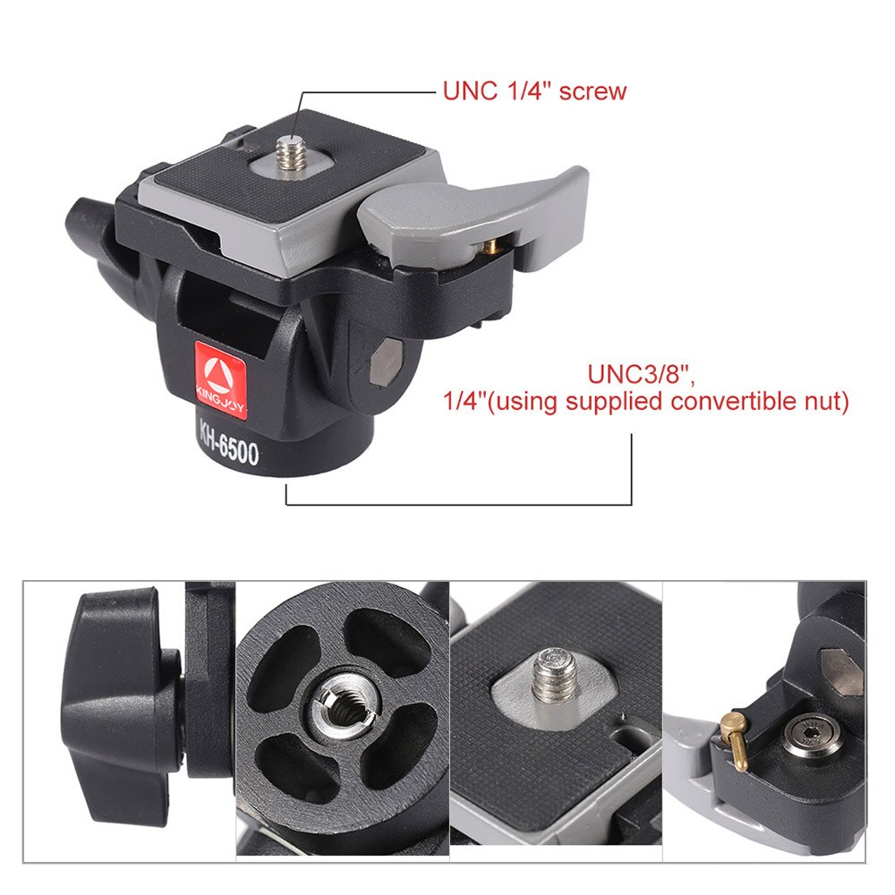 35.3 KINGJOY KH-6500 Draagbare Camera Bal Hoofd Statief met Quick Release Plaat Monopod Tilt Hoofd voor Canon Nikon Sony 2.5Kg