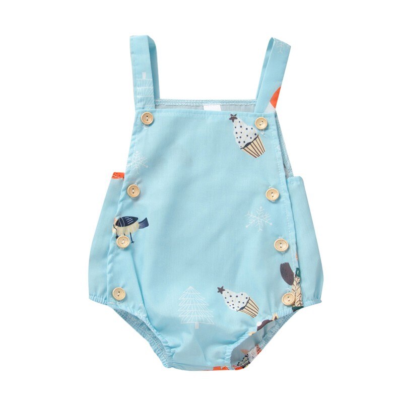Été bébé garçons filles body coton sans manches dessin animé imprimé fronde combinaison une-pièce vêtements: D / 18M