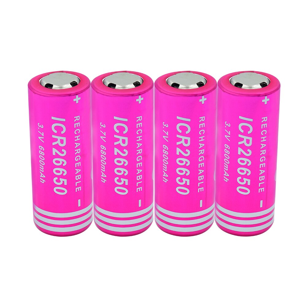 1/2/4 pièces 3.7v Volt ICR 26650 6800mAh Lithium Ion Li-ion 26650 batterie Rechargeable pour lampe de poche LED lampe frontale: 4 pieces