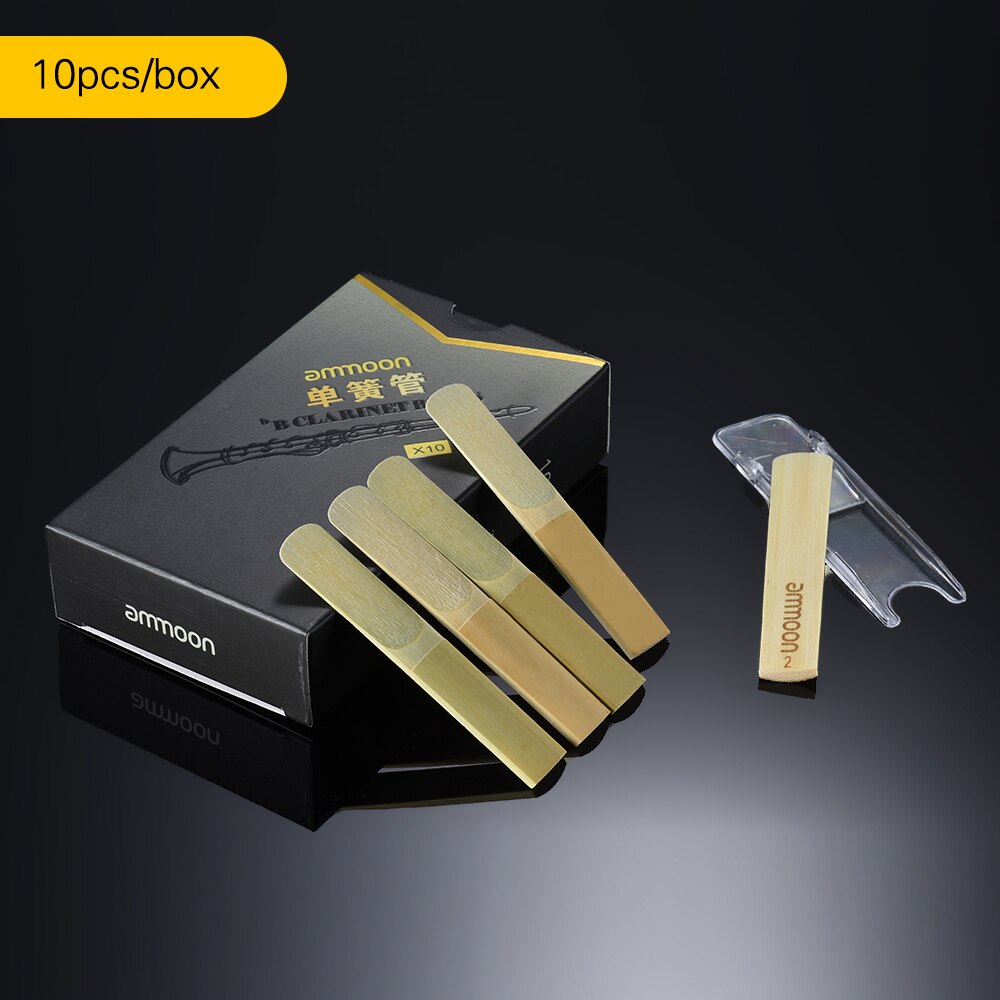 Ammoon Bb Clarinet Reeds - Strength 2.0, 2.5, 3.0 - 10 Pack - Bamboo