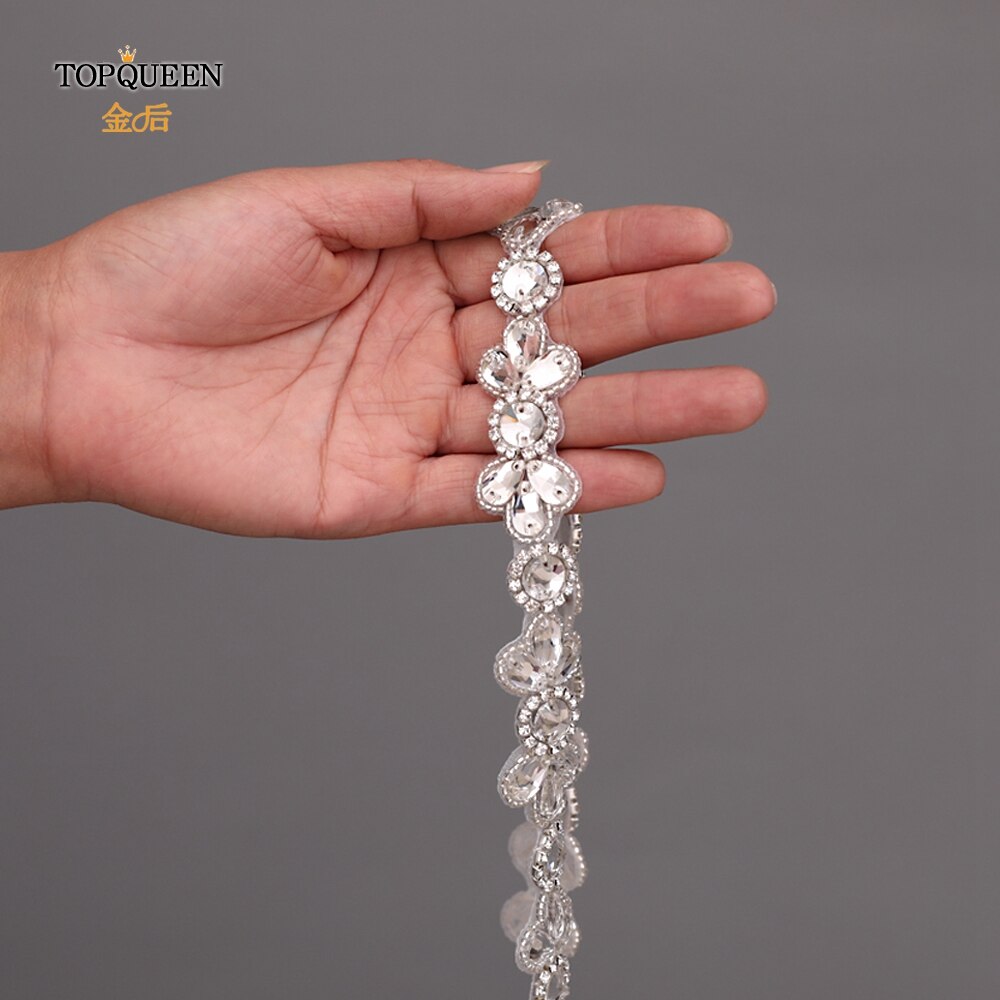 Cinturón TOPQUEEN para vestido de boda, cinturón de joya para mujer, cinturones formales, cinturón de diamantes de imitación, cinturón de purpurina plateada, Cinturón fino para dama de honor S397