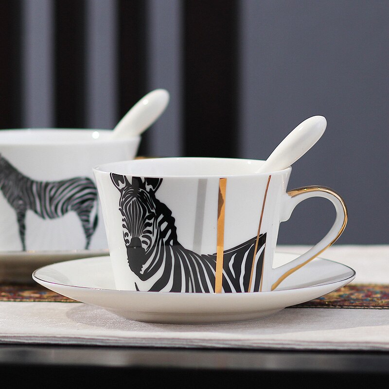 Europe Bone China Coffee Cup Saucer Spoon Set 200ml Luxury Ceramic Mug Top-grade Porcelain Tea Cup Cafe Teaware Party Drinkware Queen Rose 200ml - View #6
