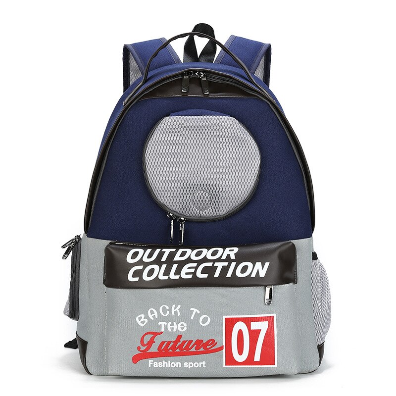 Moorpet Mode Canvas Tas Huisdier Slijtvaste Water Proof Outdoor Draagbare Kat Rugzak Kat Accessoires Kat Carrier: Blue and grey