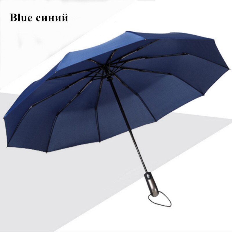 Wind Resistant Three Folding Automatic Umbrella Rain Women Auto Luxury Big Windproof Umbrellas Men Frame Windproof 10K Parasol: Blue