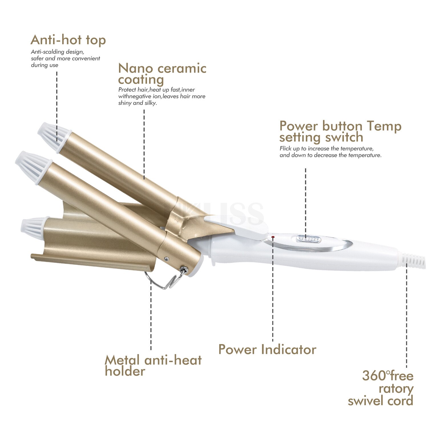 Hair Curler 3 Vaten Krultang Professionele Haar Krultang Roller Wave Wand Keramische Triple Barrel Krullend Hair Styling Gereedschap