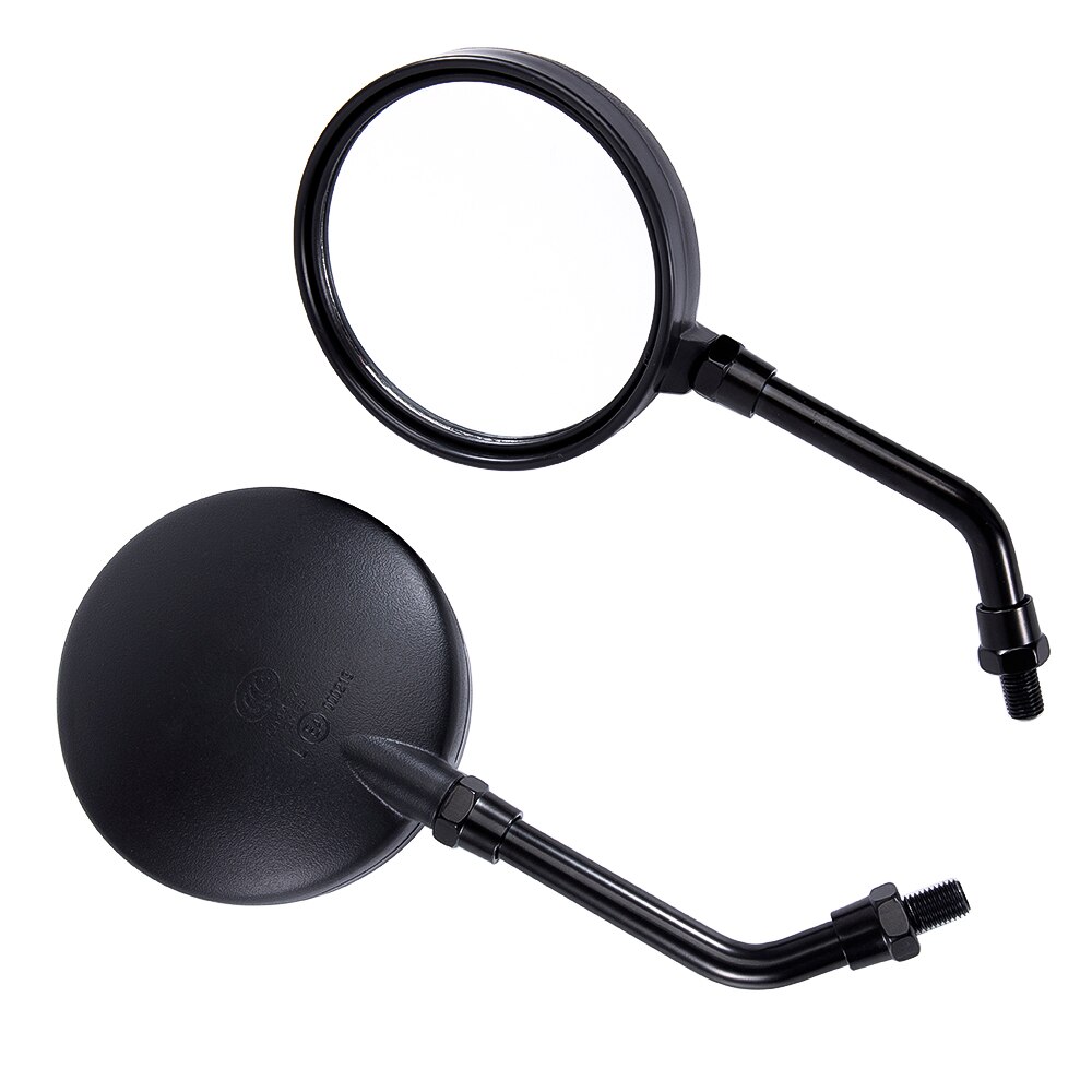 2Pcs Universal Motorcycle Zwarte Ronde Spiegel Fit Voor Meest 10Mm Draad Dia Achteruitkijkspiegel Zijspiegels: Zilver