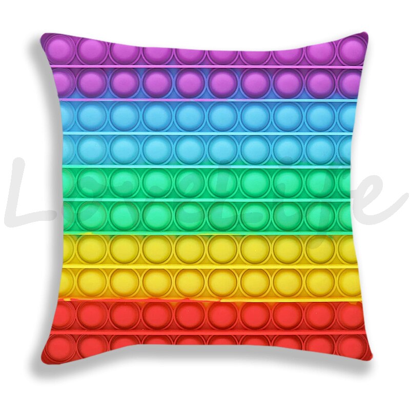Pop Het Afdrukken Kussensloop Regenboog Kleur Leuke Kussenhoezen Sofa Stoel Bed Kussensloop Huis Decoratieve Kussensloop 45Cm * 45Cm: 2