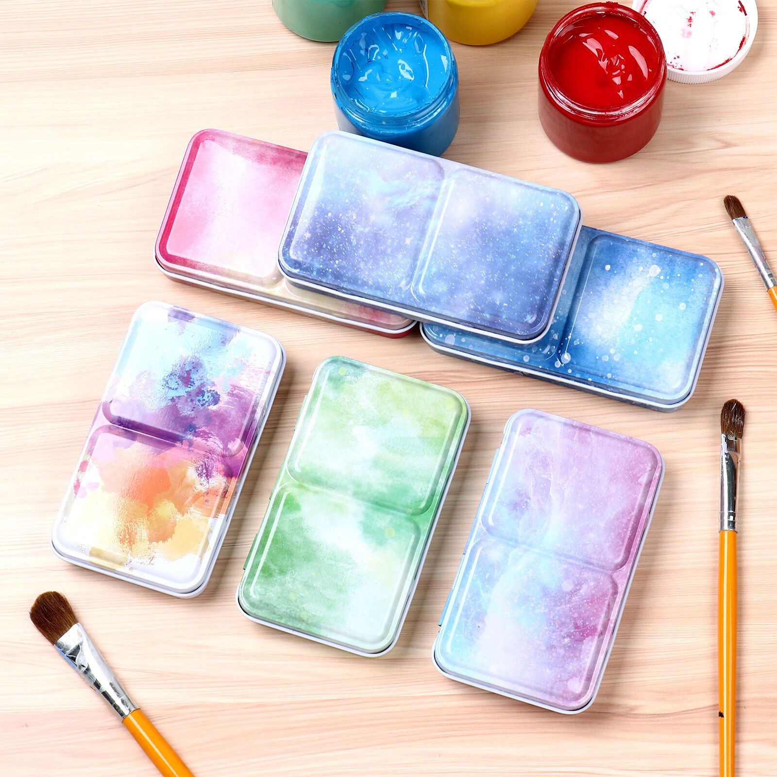 Mini Tin Box Airtight Leak Proof Palette Travel Painting Storage Tins Paint Tray Box for Watercolor Oil Gouache Acrylic Paints
