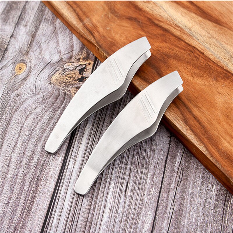 Pinzas de acero inoxidable para hueso de pescado, pinzas para alimentos, herramienta de depilación, pinzas para jamón en ángulo, herramienta para mariscos, 1 unidad