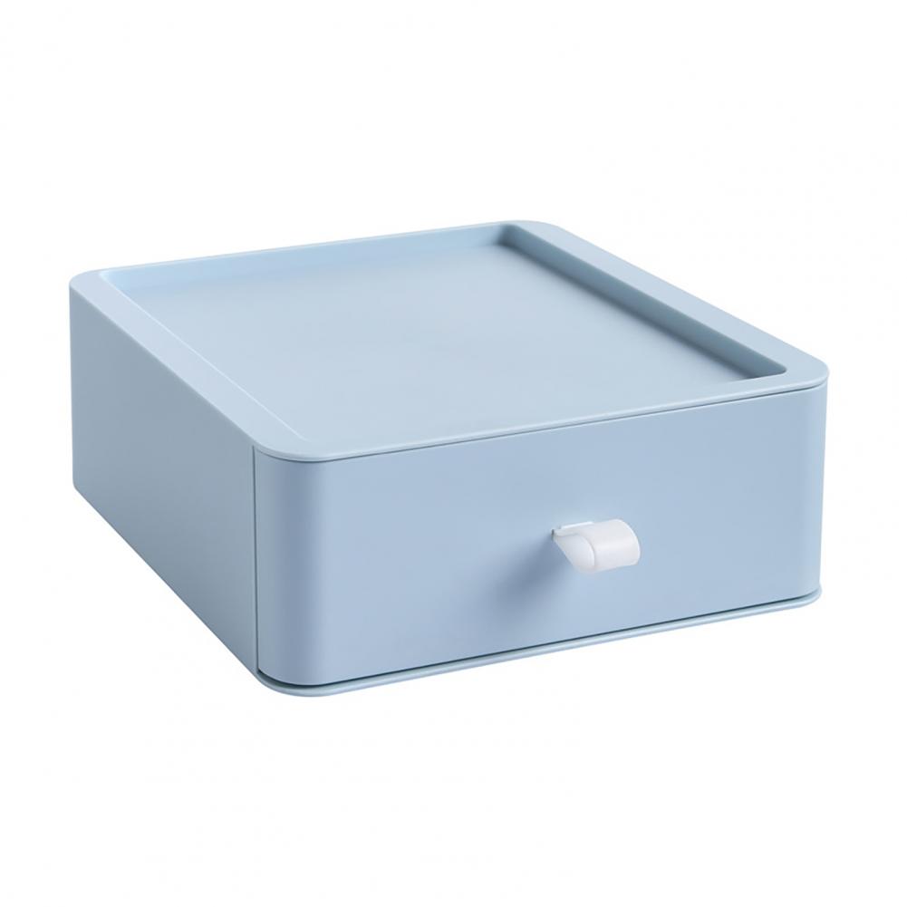 Small Storage Drawer Stackable Top Desktop Organizer Boxes Stationery Storage Rack Makeup Organizer Office Accessories: Blue