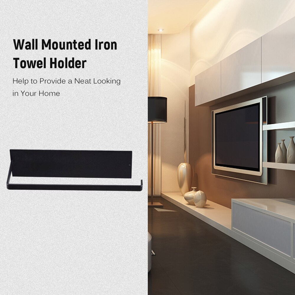 Wall Mounted Towel Holder Paper Bar Bathroom Kitchen Storage Rack Adhesive Roll Organizer Wall Metal Toilet Paper Towel Hanger