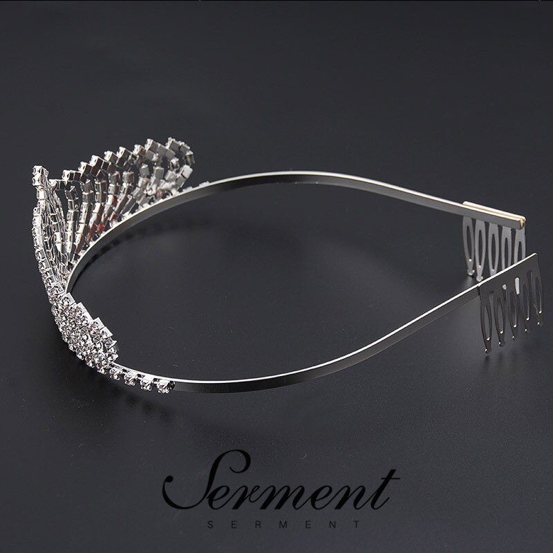SERMENT Princess Wedding Bridal Bridesmaid Tiara Crown Girls Crystal Zircon Jewelry Hair Accessories Bride Birthday Crown