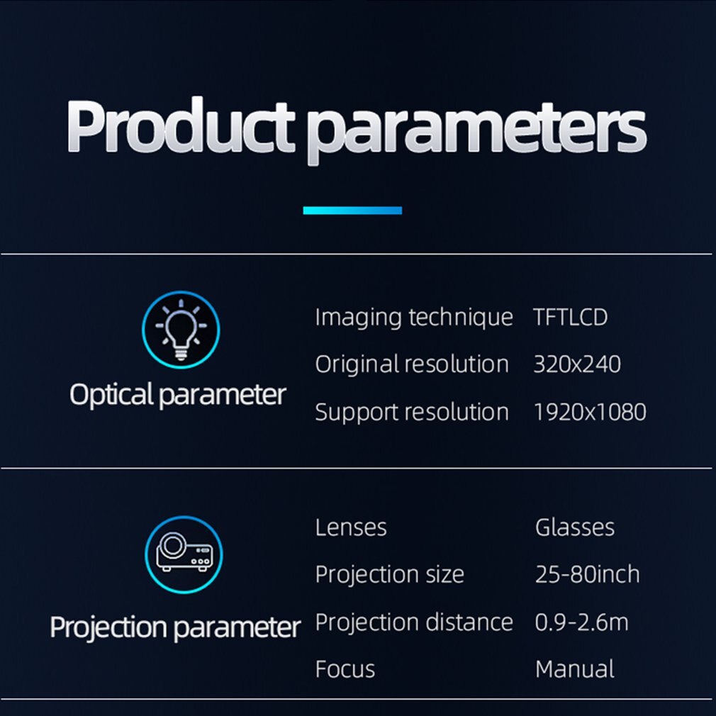 Full HD LED Projecto 1920 X 1080 1080P USB Audio Portable Cinema Projector Home Media Video Player AV Practical Projector