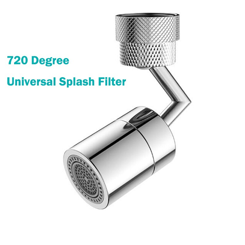 Vandhane filter 720 ° grader universal stænk roter vandudløb vandhane sprøjtehoved med 4- lags netfilter, anti-stænk
