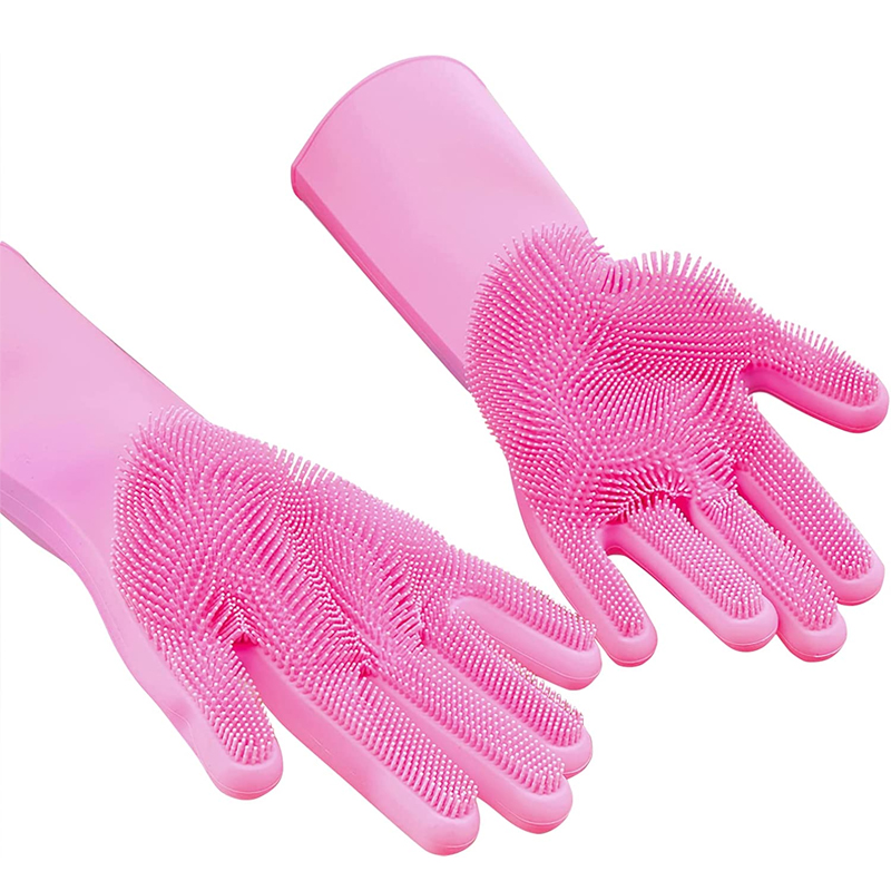 Gants magiques de nettoyage de la vaisselle en caoutchouc Silicone, 1 paire, pour l'entretien de la maison, éponge à récurer, outils de nettoyage de la cuisine
