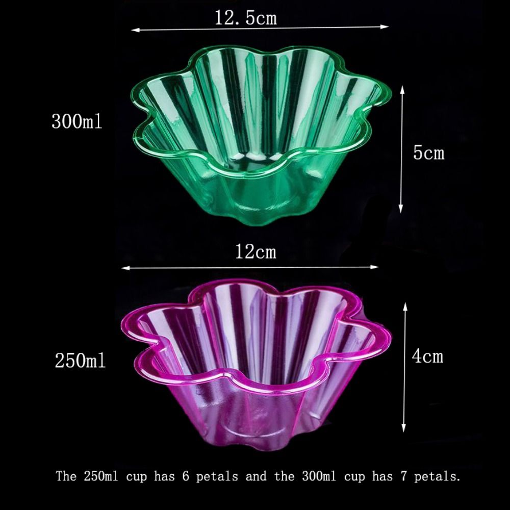 50 plastikowe kubki do lodów w kształcie kwiatka, przezroczyste, jednorazowe, pogrubione, 250ml/300ml kubki do deserów, jogurt
