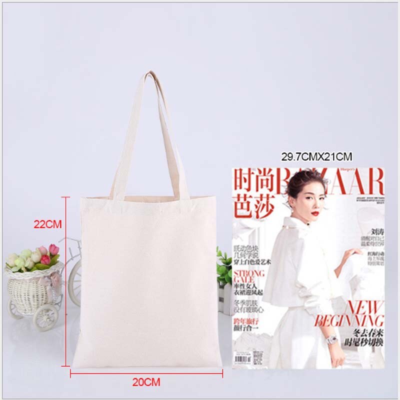 Reusable Shopping Bag Large Folding Simple Tote Unisex Blank DIY Original Eco Foldable Cotton Bags Canvas Handbag