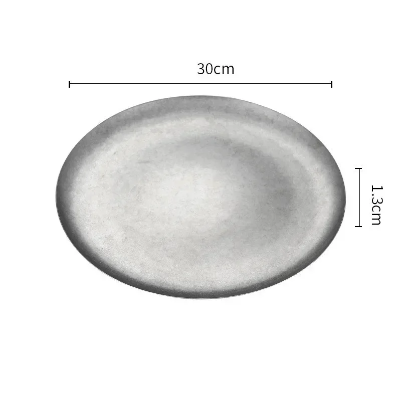 304 ronde vintage dessertbord Creatieve steak Pastaplaat Roestvrij staal Eettafel Taartbak Ondiepe borden set Japanse gerechten: Black