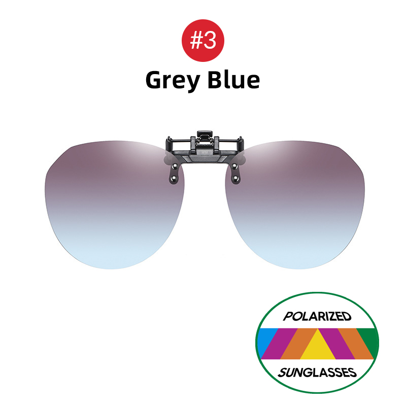 VIVIBEE grande taille rabattable pince sur lunettes de soleil polarisées dégradé gris lentille surdimensionné conduite UV400 Protection accessoire de pêche: Black / Bleu